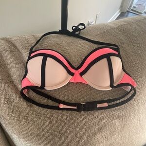 Pink and White Bikini Top